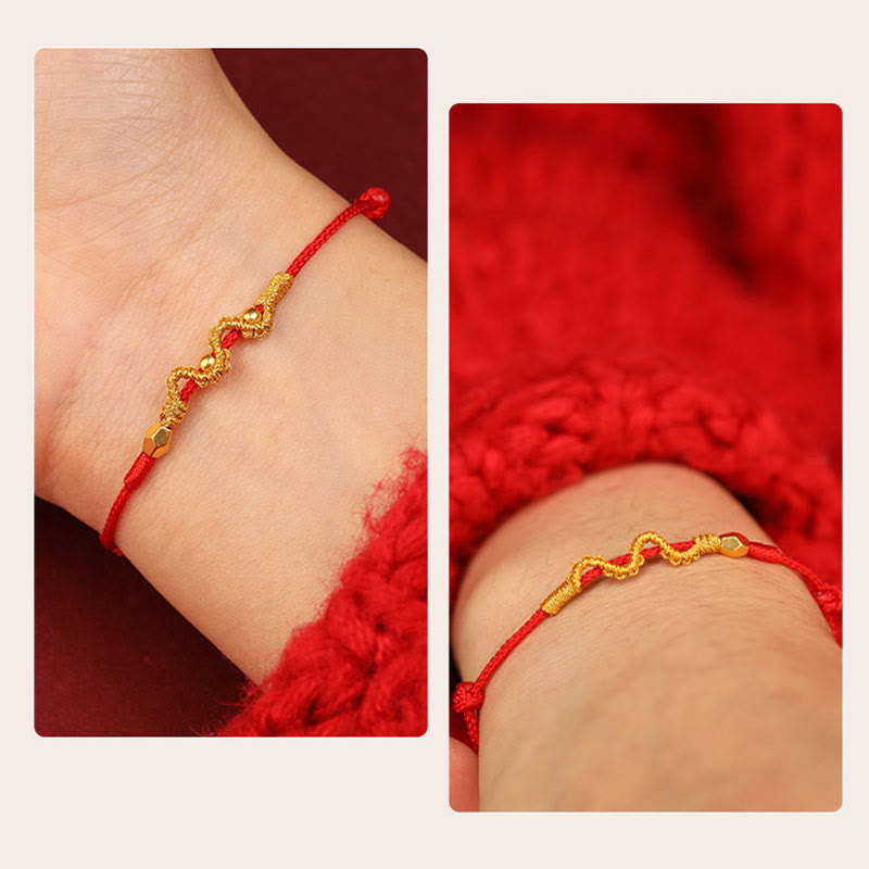 999 Gold Year of the Snake Handmade Luck Strength?Braided Bracelet Anklet