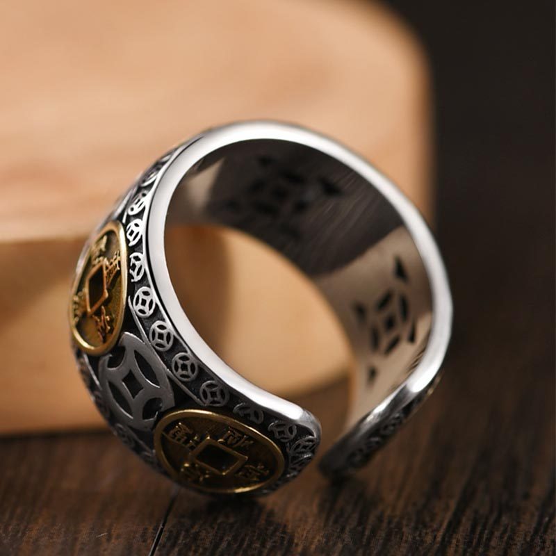 Five-Emperor Coins Balance Adjustable Ring