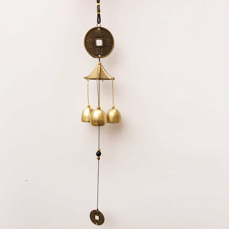Blessing Letter Elephant Bagua Auspicious Coin Wall Hanging Chime Bell Handmade Home Decoration