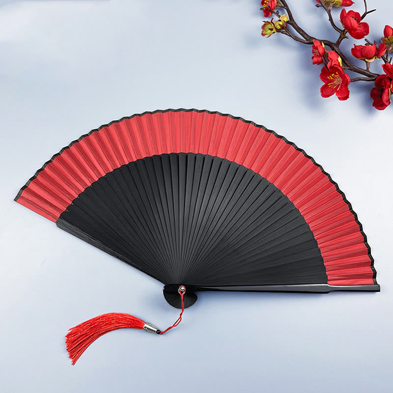 Flower Rabbit Spray Painting Handheld Cotton Linen Fabric Bamboo Folding Fan
