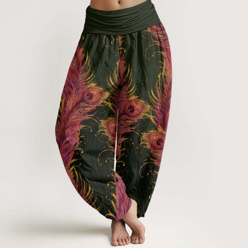 Bright Phoenix Pattern Women's Elastic Waist Harem Pants