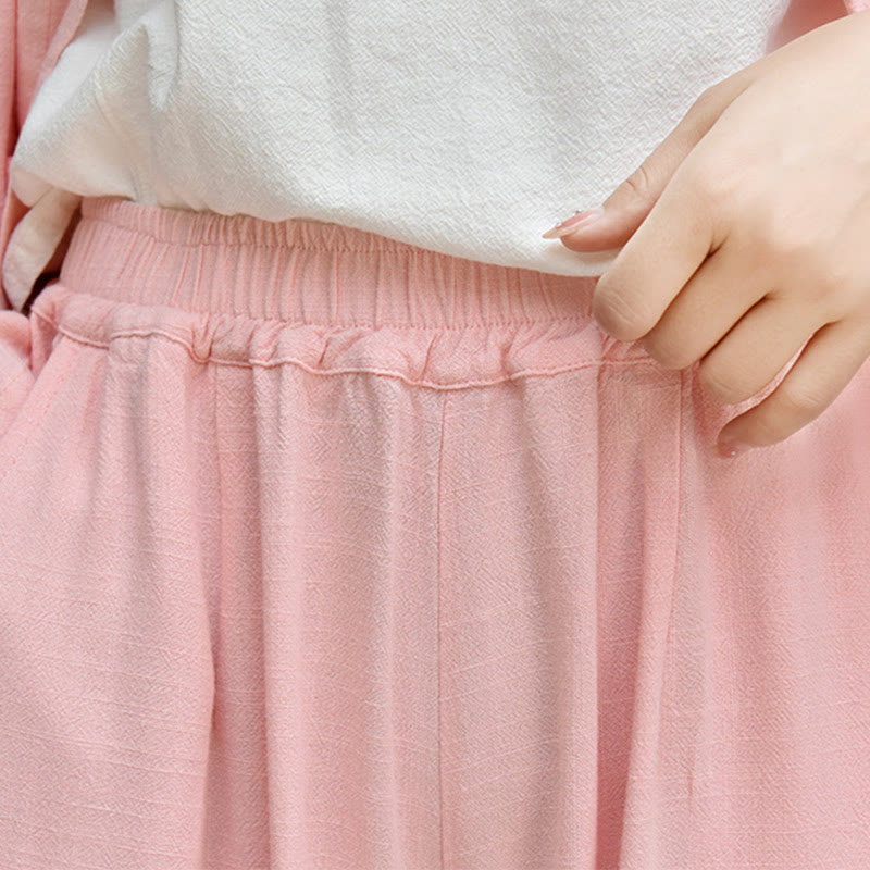 Casual Plain Loose Women's Linen Pants With Pockets