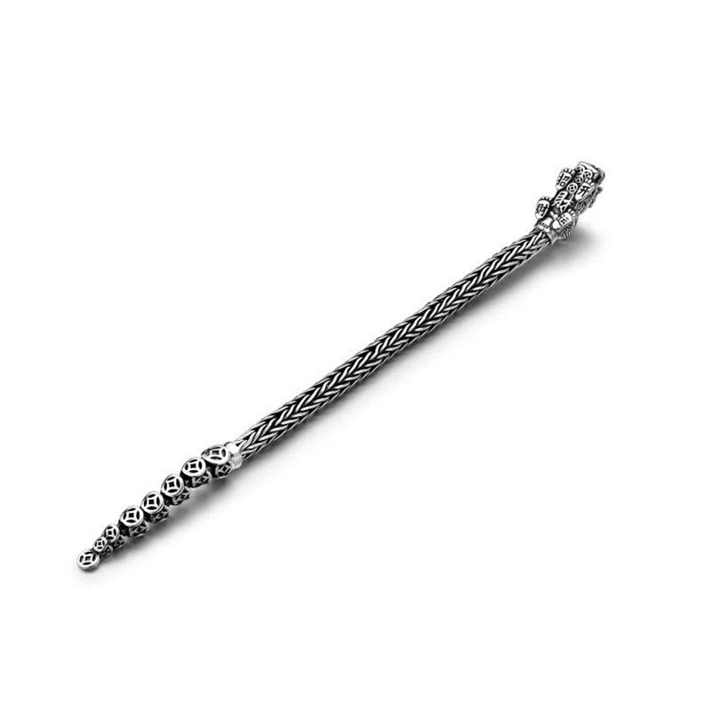 925 Sterling Silver PiXiu Copper Coins Ingot Wealth Bracelet Bangle