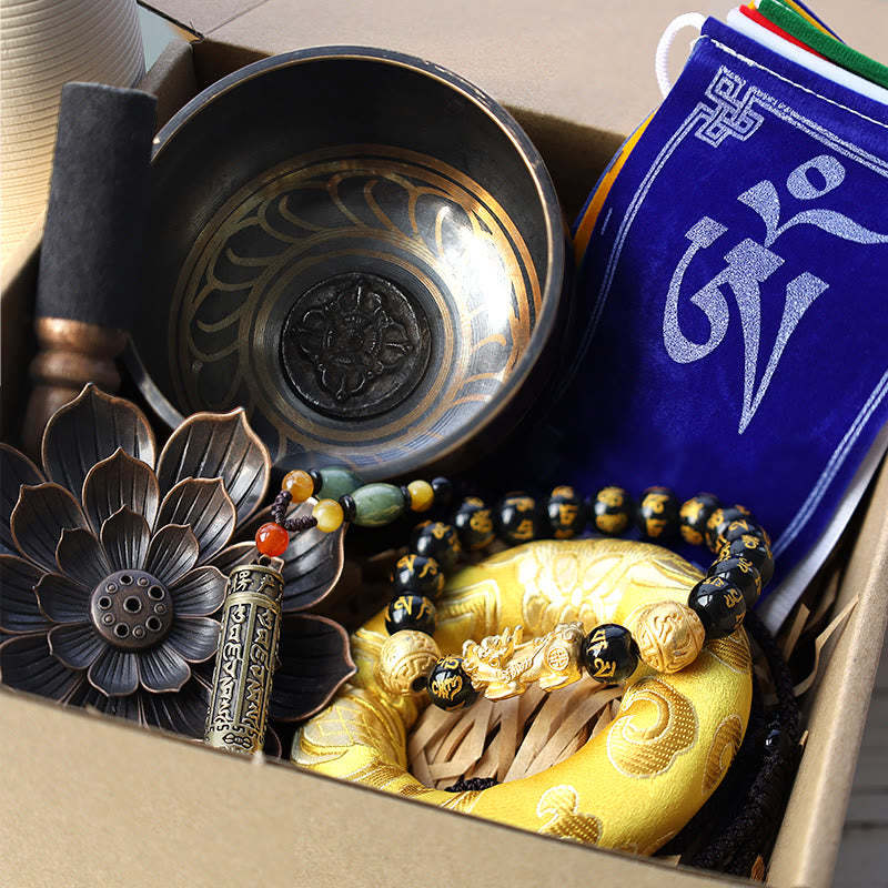 mystic zen Stone Tibetan Om Mani Padme Hum Gift Bundle