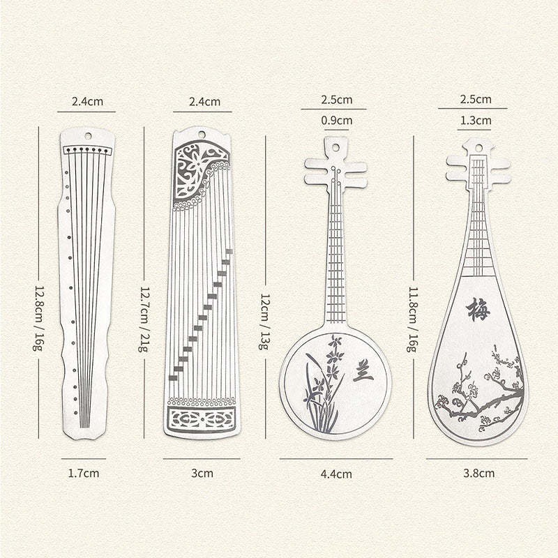 Classical Musical Instruments Pipa Guzheng Guqin Ruan Metal Bookmarks Tassel With Gift Box