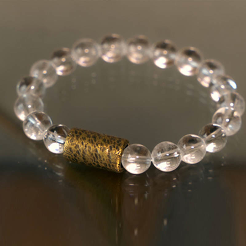 White Crystal Red Hematoid Quartz Gold Rutilated Quartz Purple Phantom Protection Bracelet