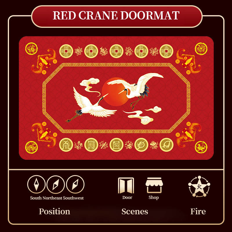 Five Elements Lucky Crane Gourd Kirin Dragon Axe Nine Koi Fish Non-slip Foot Pad Doormat