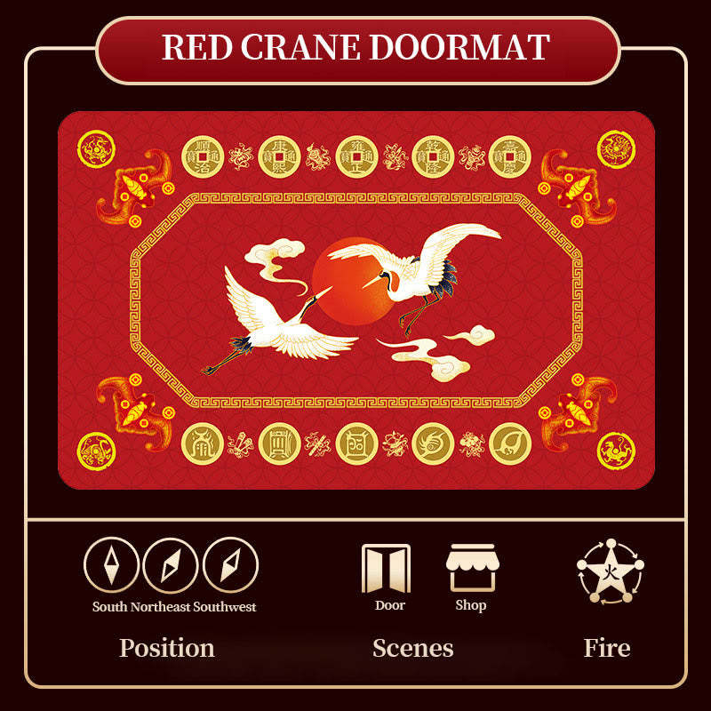 Five Elements Lucky Crane Gourd Kirin Dragon Axe Nine Koi Fish Non-slip Foot Pad Doormat