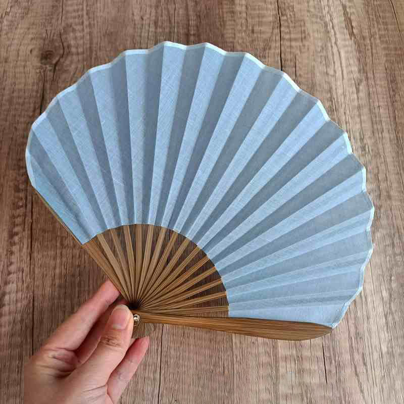 Retro Solid Color Shell Shape Handheld Bamboo Folding Fan