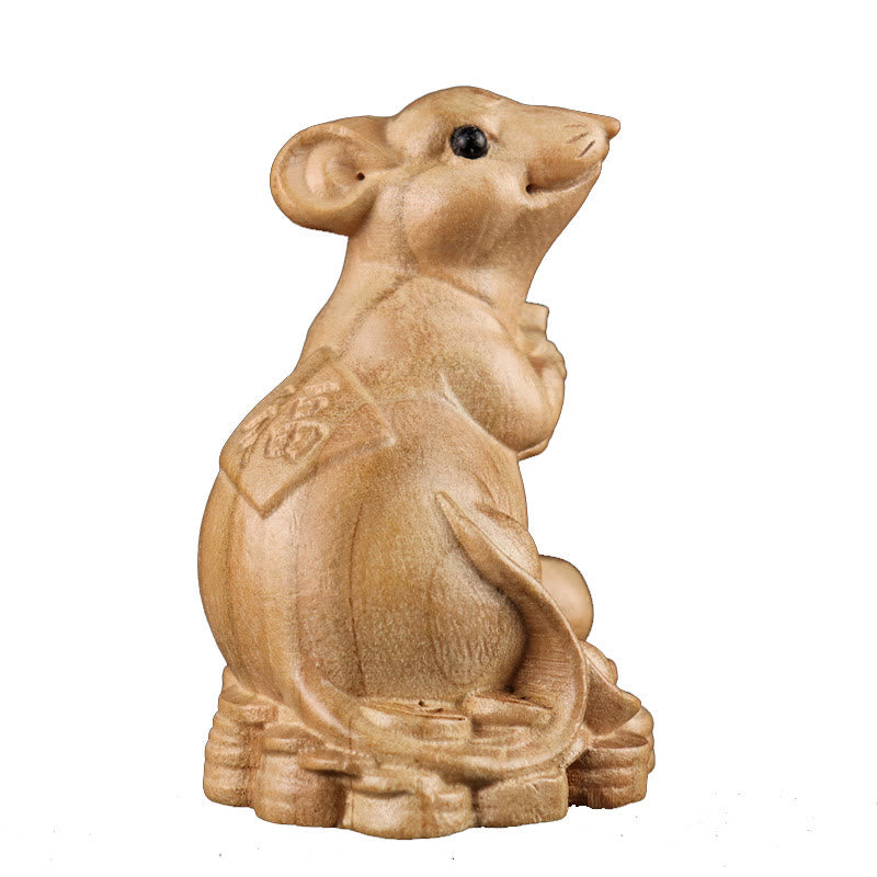 Year Of The Snake Chinese Zodiac Fu Character Peach Wood Home Statue Decoration