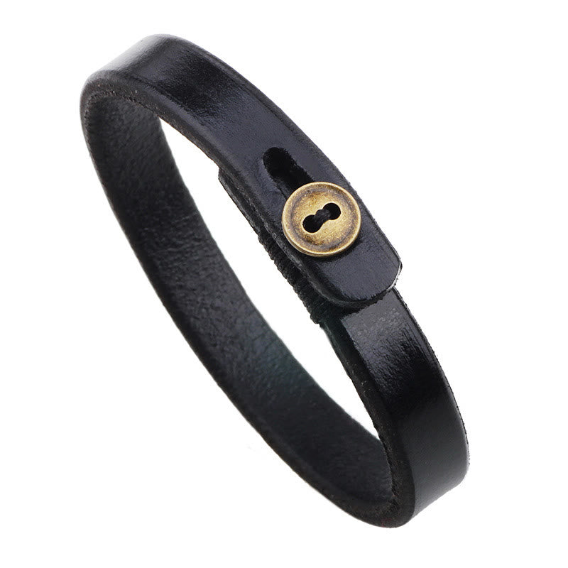 Vintage Plain Leather Button Buckle Confidence Bracelet