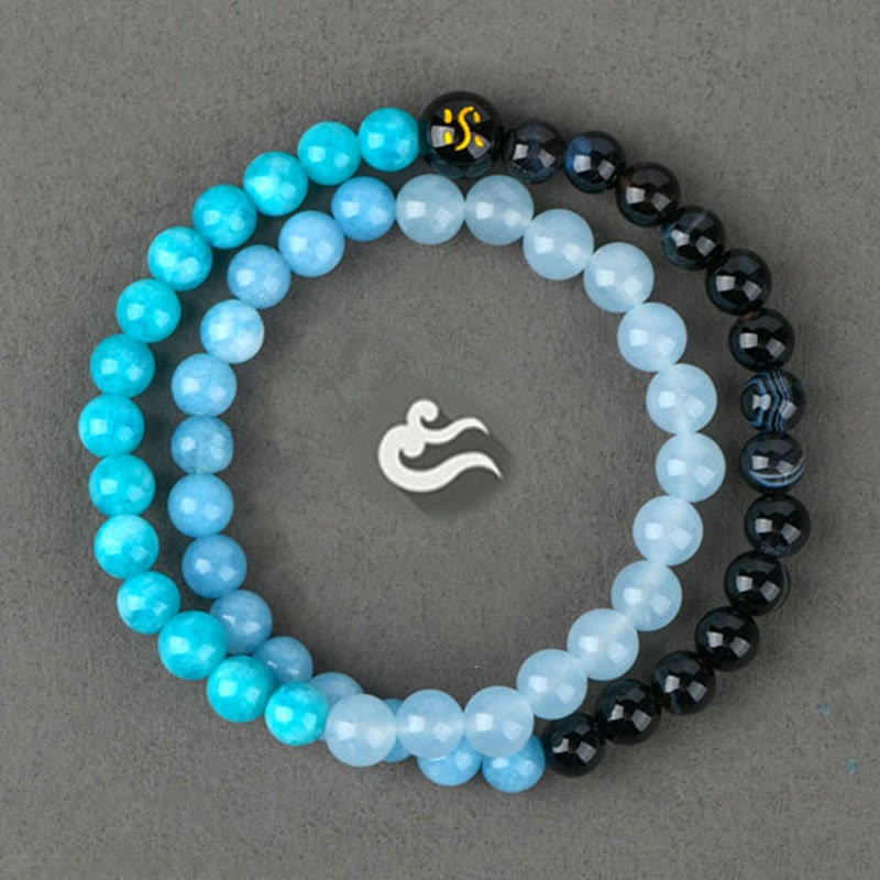 Five Elements Various Agate Crystal Chalcedony White Crystal White Agate Luck Bracelet