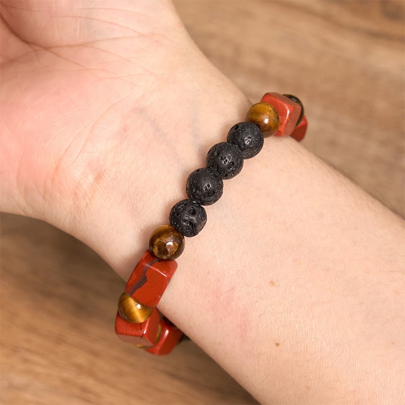 Various Crystals Cube Amethyst Lava Rock Support Bracelet
