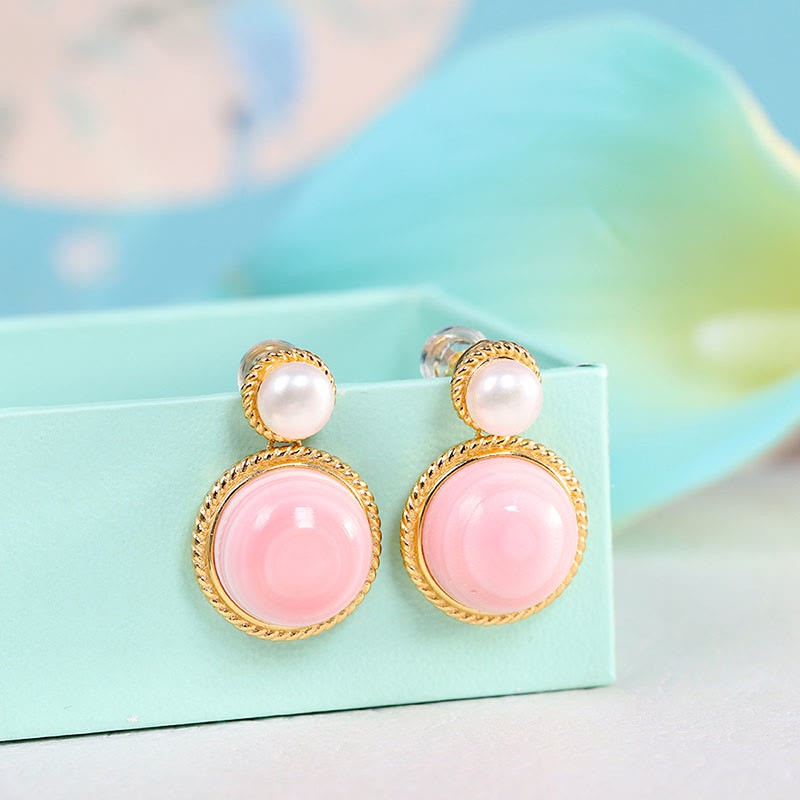 925 Sterling Silver Queen Conch Shell Pearl Luck Blessing Earrings Necklace Pendant Jewelry Set