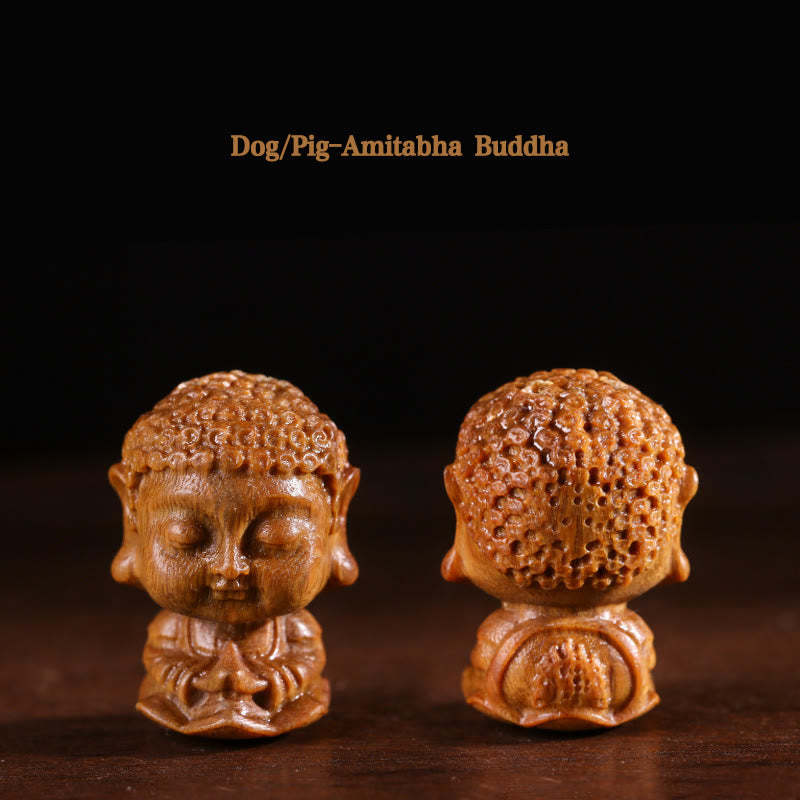 Chinese Zodiac Natal mystic zen Green Sandalwood Lotus Engraved Positive Home Decoration