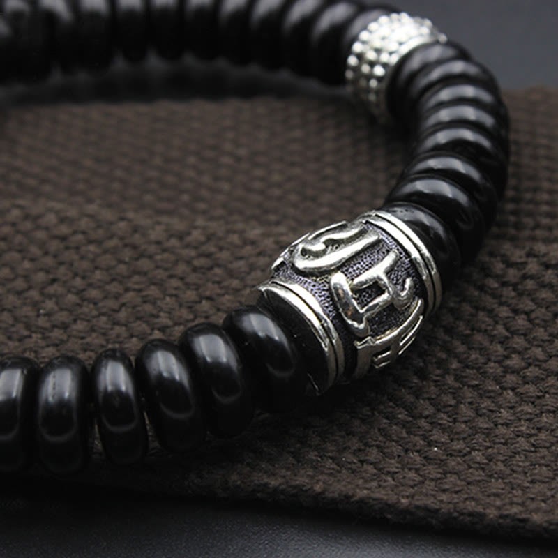 Natural Tibetan Coconut Shell Om Mani Padme Hum Positive Bracelet