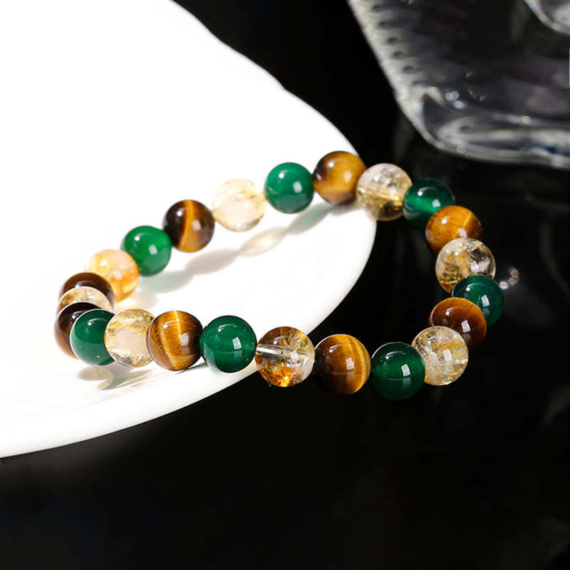 Natural Tiger Eye Green Agate Citrine Mix And Match Beads Protection Bracelet