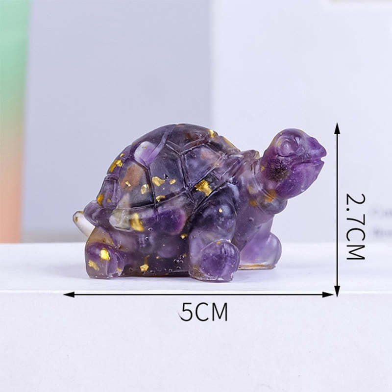 Natural Crystal Gravel Drip Resin Small Turtle Decoration Statue