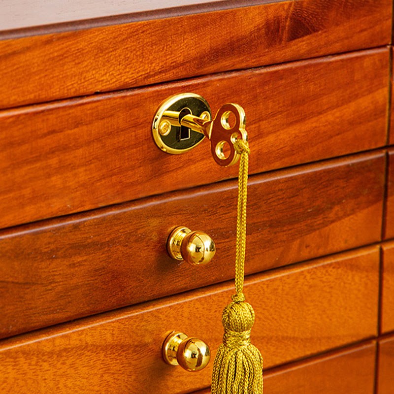 Retro Solid Wood Jewelry Box Four-Layer Wooden Jewelry Storage Box