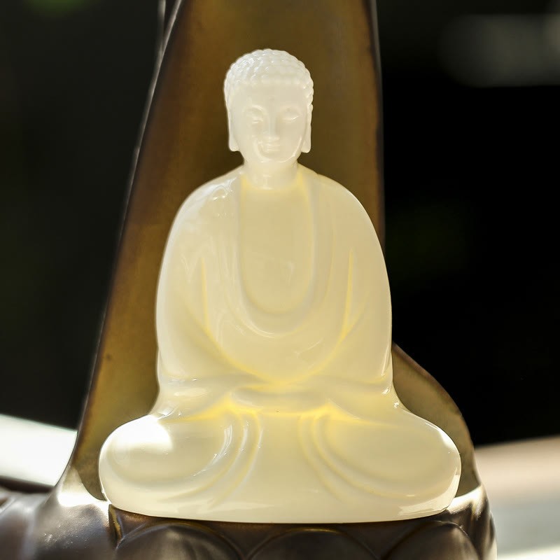 Led mystic zen Hand Backflow Smoke Fountain Healing Ceramic Stick Incense Burner Decoration