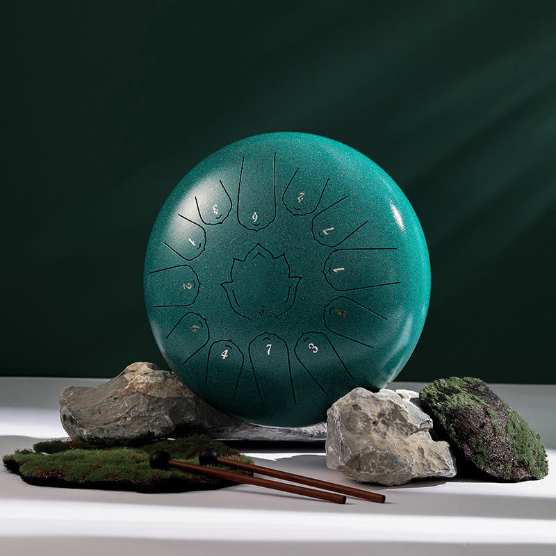 Steel Tongue Drum Sound Healing Mindfulness Lotus Pattern Yoga Drum Kit 13 Note 12 Inch Percussion Instrument