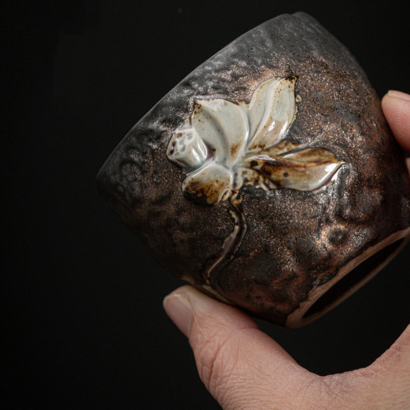 Lotus Pod Leaf Flower Auspicious Clouds Ceramic Teacup Kung Fu Tea Cup