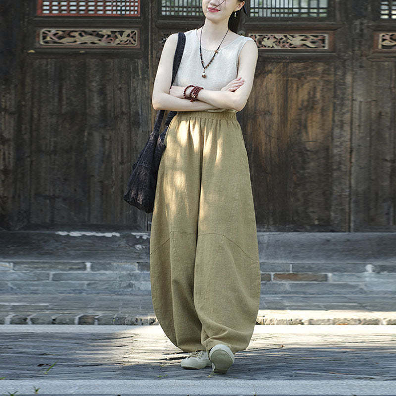 Cotton Linen Pants Harem Trousers Loose Zen Yoga Tai Chi Women's Pants