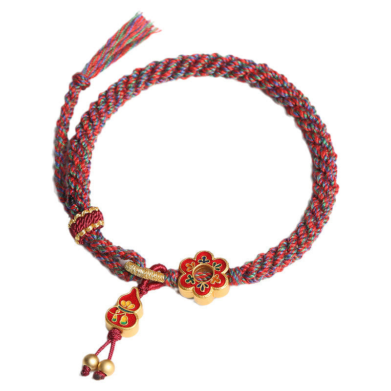 Handmade Colorful Gourd Flower Protection Braided String Bracelet