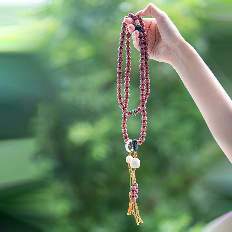 Red Bodhi Seed Om Mani Padme Hum Lotus Engraved Harmony Bracelet