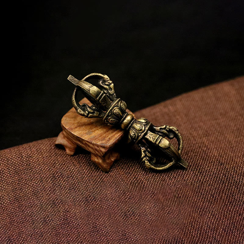 Handmade Nepal Five Prong Three Prong Vajra Dorje Strength Copper Decoration
