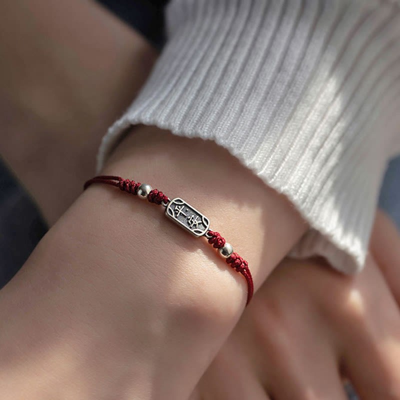 Handmade 925 Sterling Silver Peace And Joy Safe Well Protection Braided Bracelet