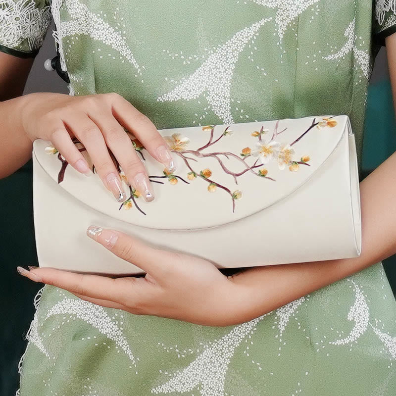 Plum Bossom Tulip Su Embroidery Wedding Shopping Purse Handbag Crossbody Bag