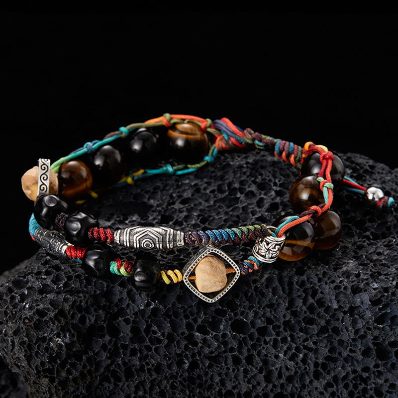925 Sterling Silver Tiger's Eye Bodhi Seed Handmade Courage Bracelet