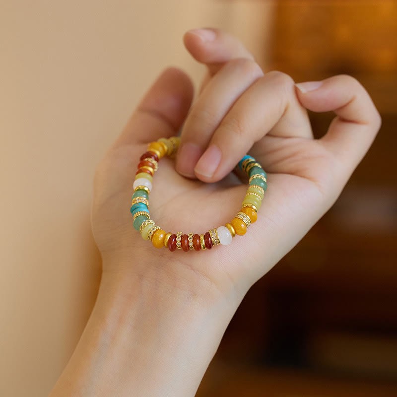 Natural Red Agate Jade Rainbow Confidence Bracelet