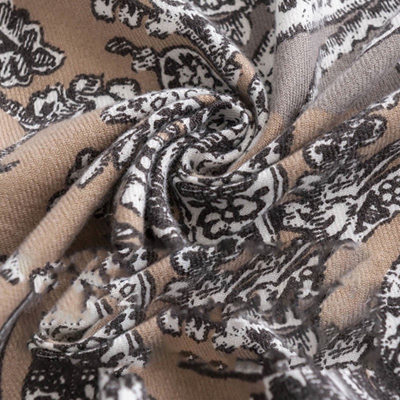 Tibetan Ethnic Flower Print Shawl Fall Winter Soft Warm Scarf Wrap