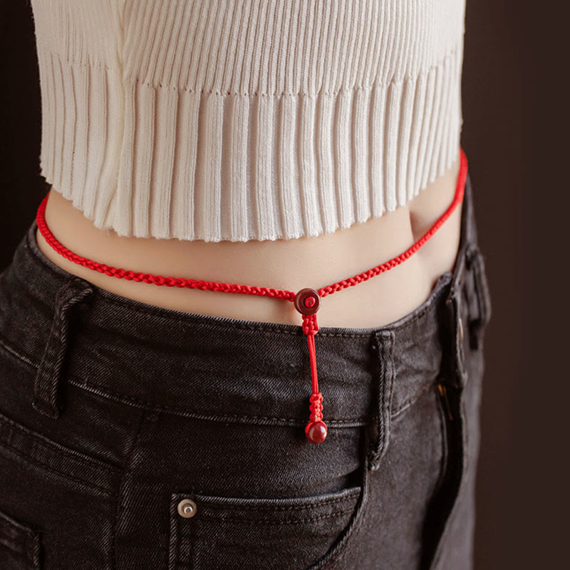 Natural Cinnabar Calm Blessing Red String Belly Chain