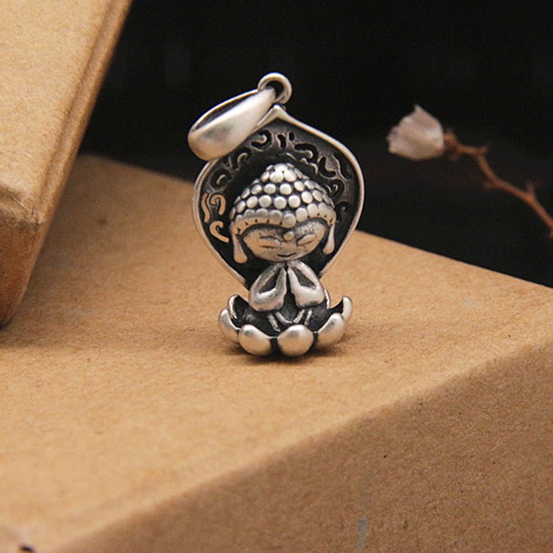 999 Sterling Silver Meditation mystic zen Lotus Serenity Necklace Pendant