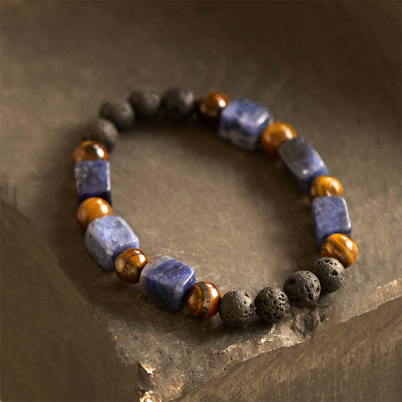 Various Crystals Cube Amethyst Lava Rock Support Bracelet
