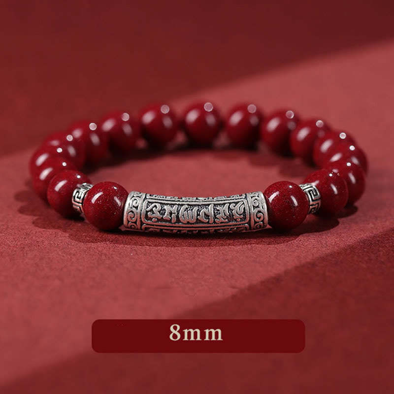 Cinnabar 999 Sterling Silver Six True Words Blessing Bracelet