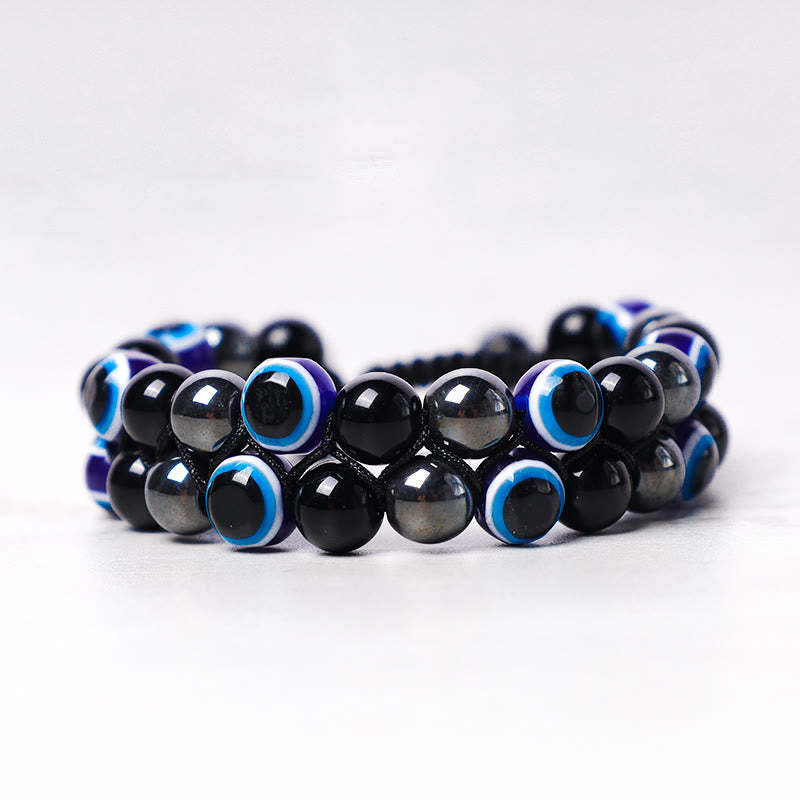 Evil Eye Hematite Tiger Eye Protection Beaded Bracelet