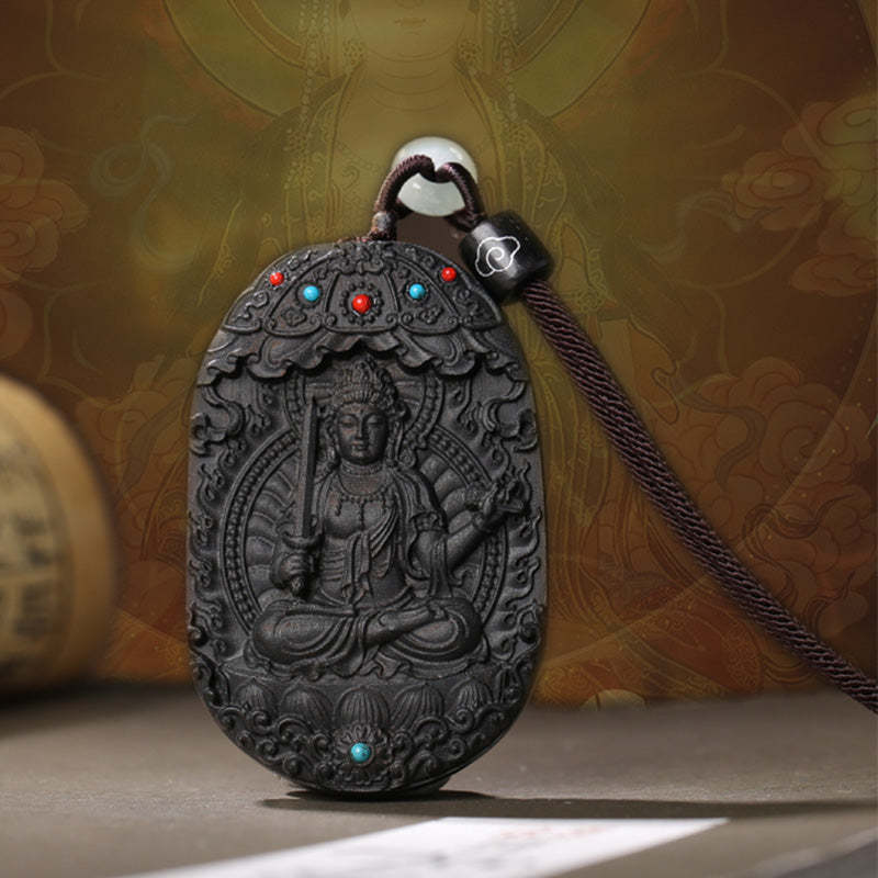 Chinese Zodiac Natal mystic zen Agarwood Om Mani Padme Hum Lotus Peace Necklace Pendant