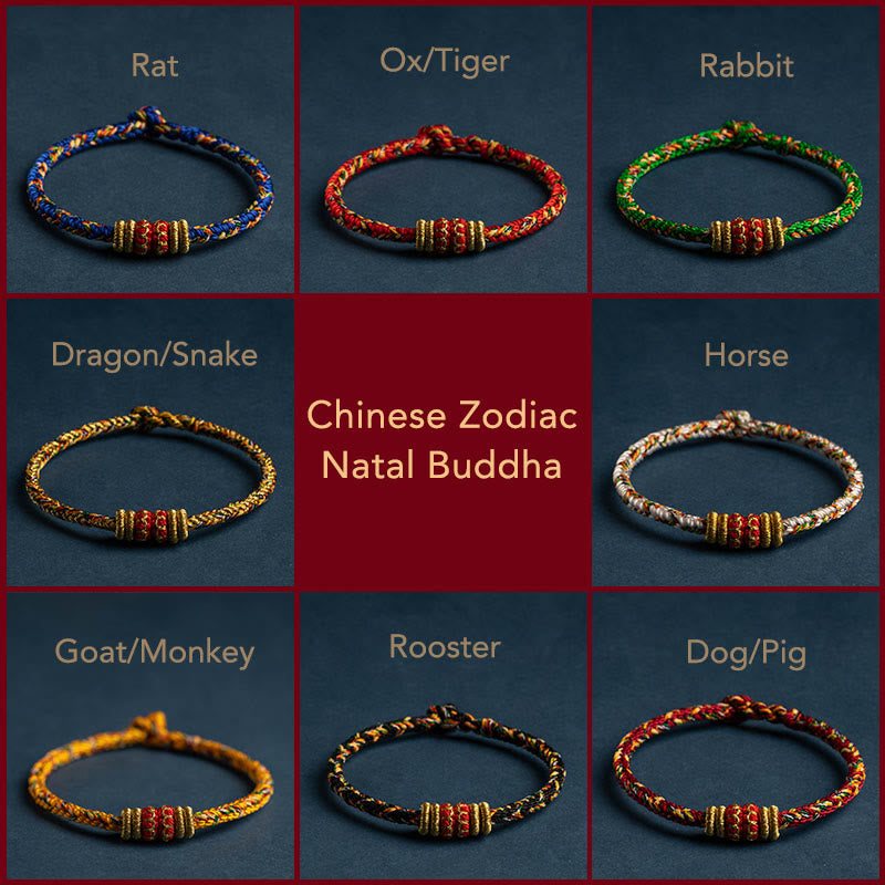 Tibet Handmade Chinese Zodiac Natal mystic zen Luck Strength Braided String Bracelet