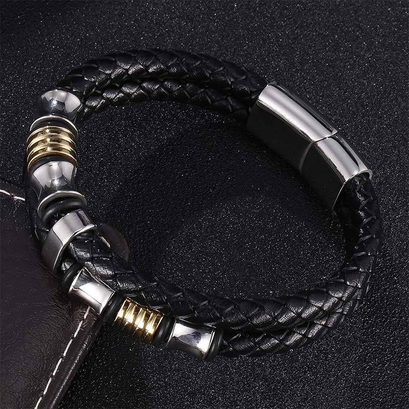 Layered Leather Weave Fortune Bracelet