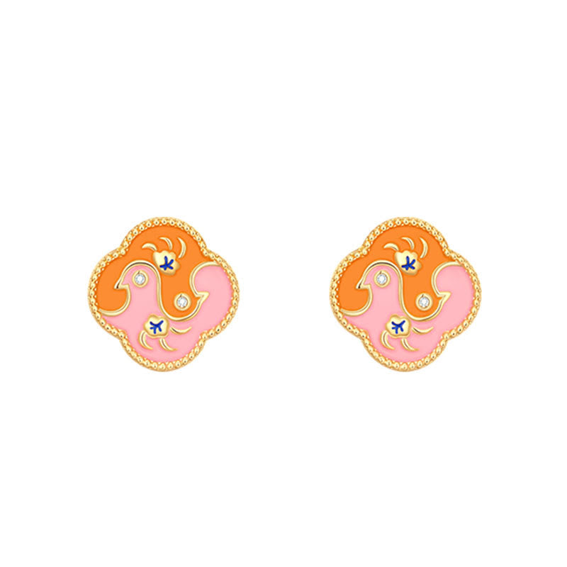 18K Gold Plated Copper Two Birds Zircon Healing Necklace Pendant Bracelet Earrings Set