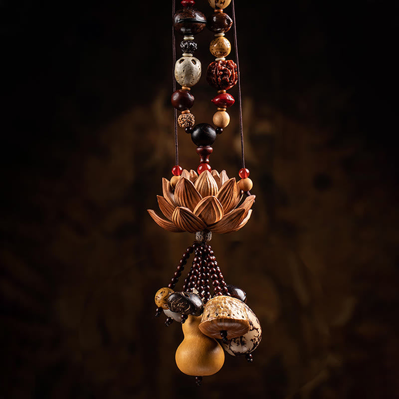 Boxwood Peach Wood Bodhi Seed Lotus mystic zen Avalokitesvara Gourd Peace Car Hanging Decoration