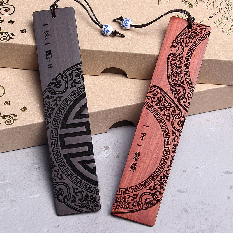 Zen Enlightenment Quotes Ebony Wood Small Leaf Red Sandalwood Bookmarks With Gift Box (Extra 30% Off | USE CODE: FS30)