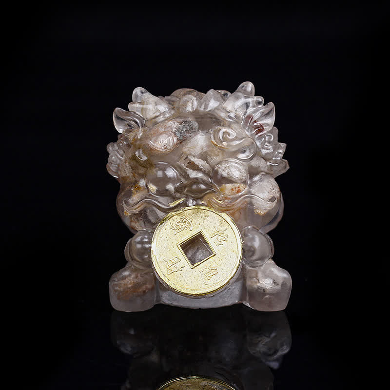 Handmade Cute PiXiu Gold Coin Crystal Fengshui Energy Wealth Fortune Home Decoration