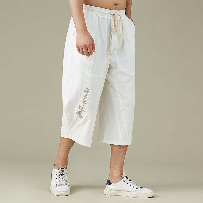 Casual Solid Color Men's Straight Leg Shorts With Pockets Leisure Cotton Men's Pants
