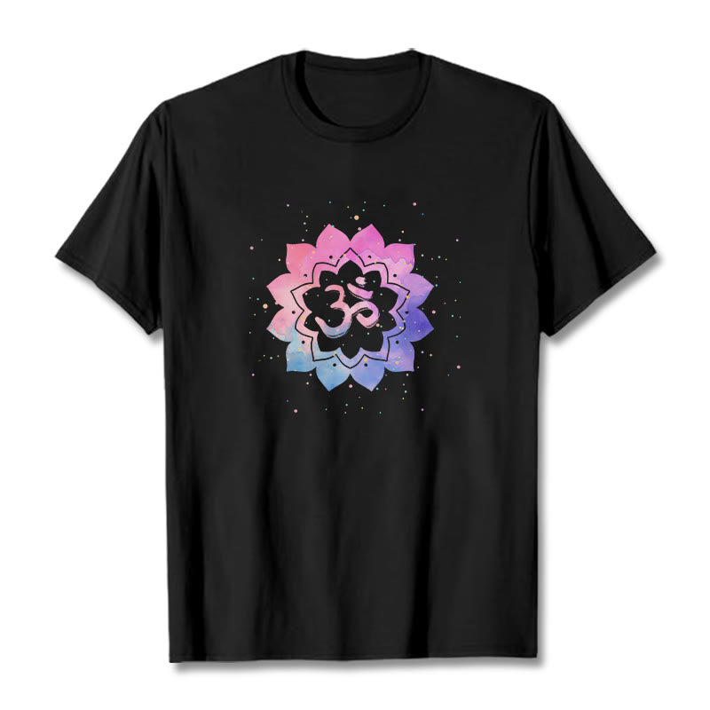 Om Colorful Lotus Cotton Tee T-shirt