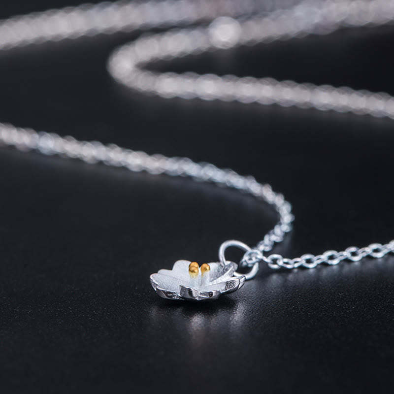 925 Sterling Silver Cherry Blossom Flower Blessing Necklace Pendant